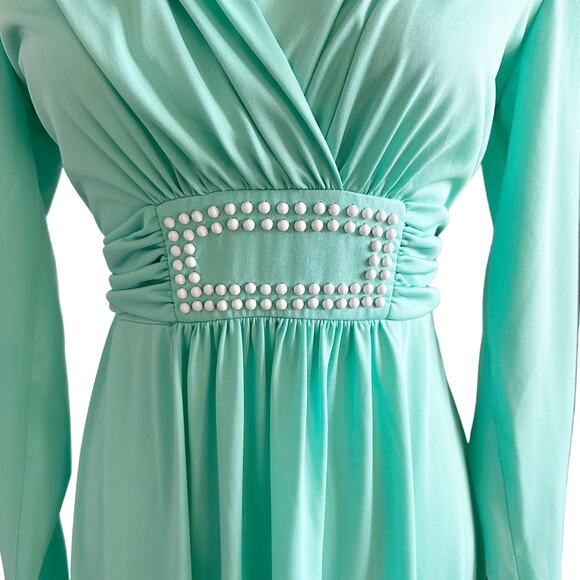 Vintage 1970's Fred Rothschild Maxi Dress Green - Picture 4 of 15